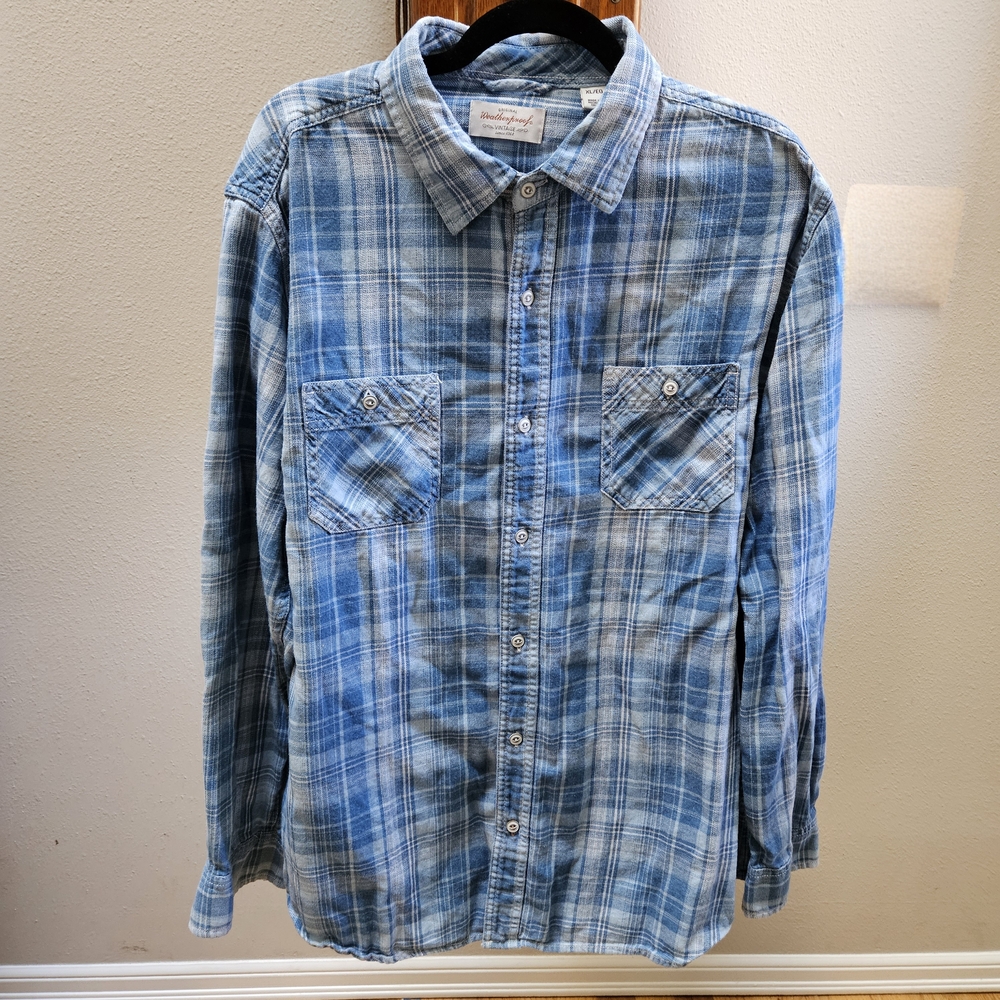Weatherproof Men's Blue Checkered Casual Shirt